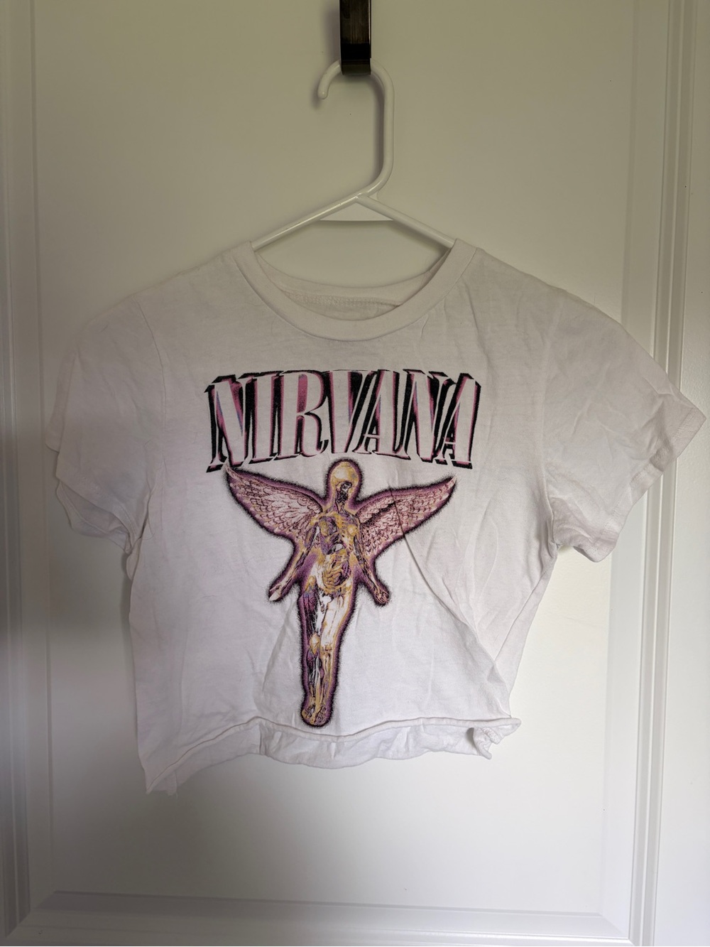 NIRVANA White Graphic crop top